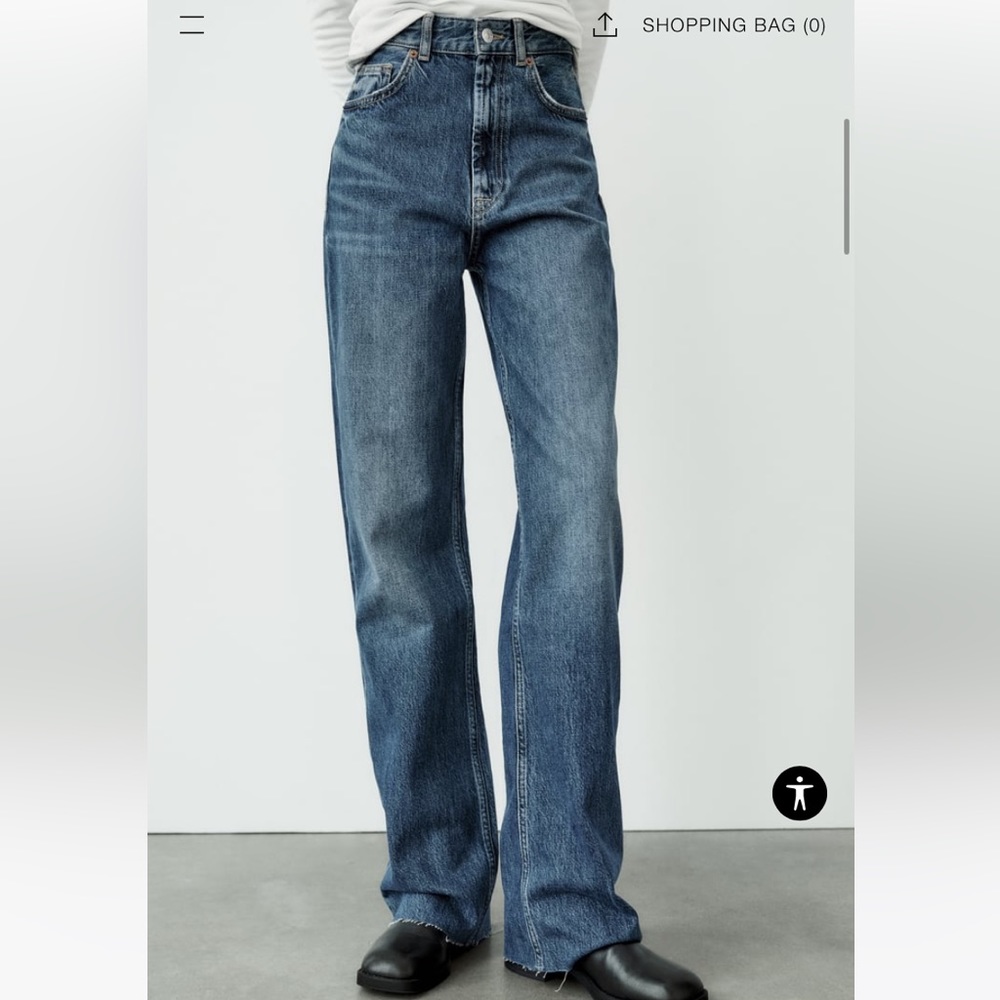 Zara TRF High Rise Wide Leg Jeans